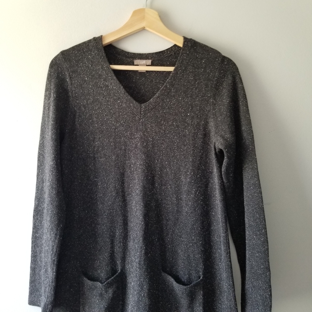 J Jill Speckled Gray Silk Cotton Sweater Dress SP - Picture 4 of 10